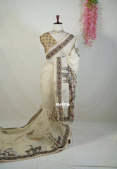 Ivory Beige - Isha - Fancy Chanderi Silk with Tribal Prints - Best for Office Wear | Casual Wear