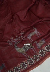 Majestic Maroon - Isha - Fancy Chanderi Silk with Tribal Prints - Best for Office Wear | Casual Wear