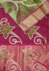 Pista Green - Chandrika - Ikkat Pochampally Silk cotton with Tissue body