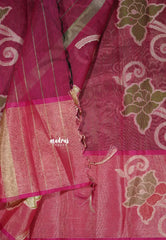 Pista Green - Chandrika - Ikkat Pochampally Silk cotton with Tissue body