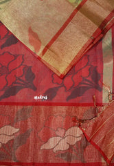 Golden Yellow - Chandrika - Ikkat Pochampally Silk cotton with Tissue body