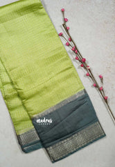 Pastel Green  - Chandrika - Lighweight Assam silk checks weaving body rudraksham border