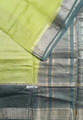 Pastel Green  - Chandrika - Lighweight Assam silk checks weaving body rudraksham border