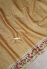 Sandal Brown - Chitraleka - Semi Tussar Silk with Jute Texture & Zari Stripes | Perfect for Small Functions