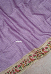Lilac Lavender - Chitraleka - Semi Tussar Silk with Jute Texture & Zari Stripes | Perfect for Small Functions