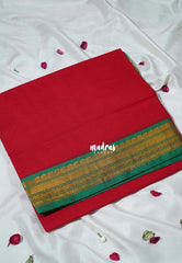Reddish Pink - Classic Kanchi Cotton Plain Body with Mango Border - Best for Casual Wear | Temple Visit