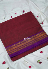 Dual Shade Beet Maroon - Classic Kanchi Cotton Plain Body with Mango Border - Best for Casual Wear | Temple Visit