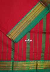 Reddish Pink - Classic Kanchi Cotton Plain Body with Mango Border - Best for Casual Wear | Temple Visit