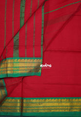 Reddish Pink - Classic Kanchi Cotton Plain Body with Mango Border - Best for Casual Wear | Temple Visit