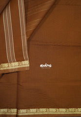 Mustard Brown - Classic Kanchi Cotton Plain Body with Small Annam Border - Best for Small Functions