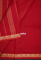 Classic Red - Classic Kanchi Cotton Plain Body with Small Annam Border - Best for Small Functions