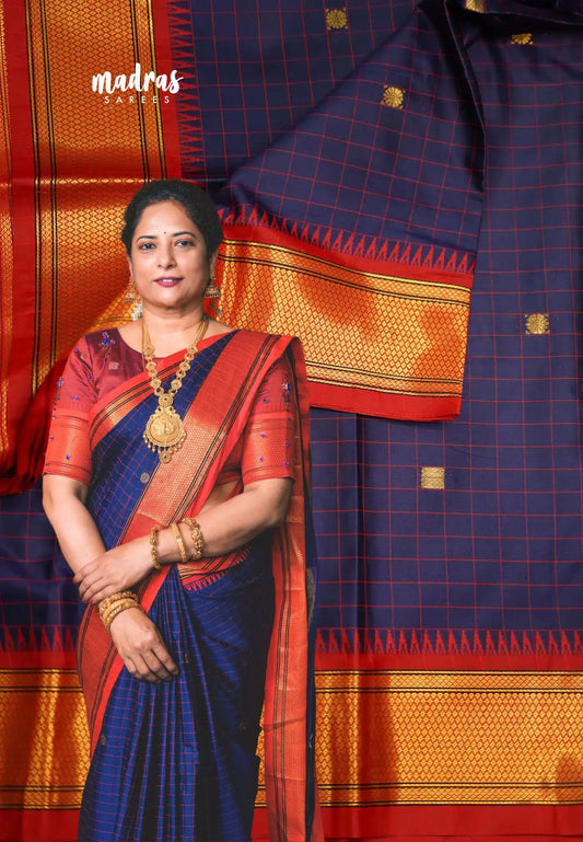 Sico Gadwal checks Navy blue