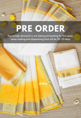 (Pre-Booking) Hand-Painted South Cotton Haldi Special Saree & Raw Silk Dhoti Combo for Couples