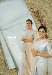 Celebrity hit Silver Tissue silk saree