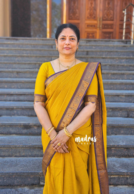 vaibhogam 120 count Pure mercerized silk cotton - Mustard yellow