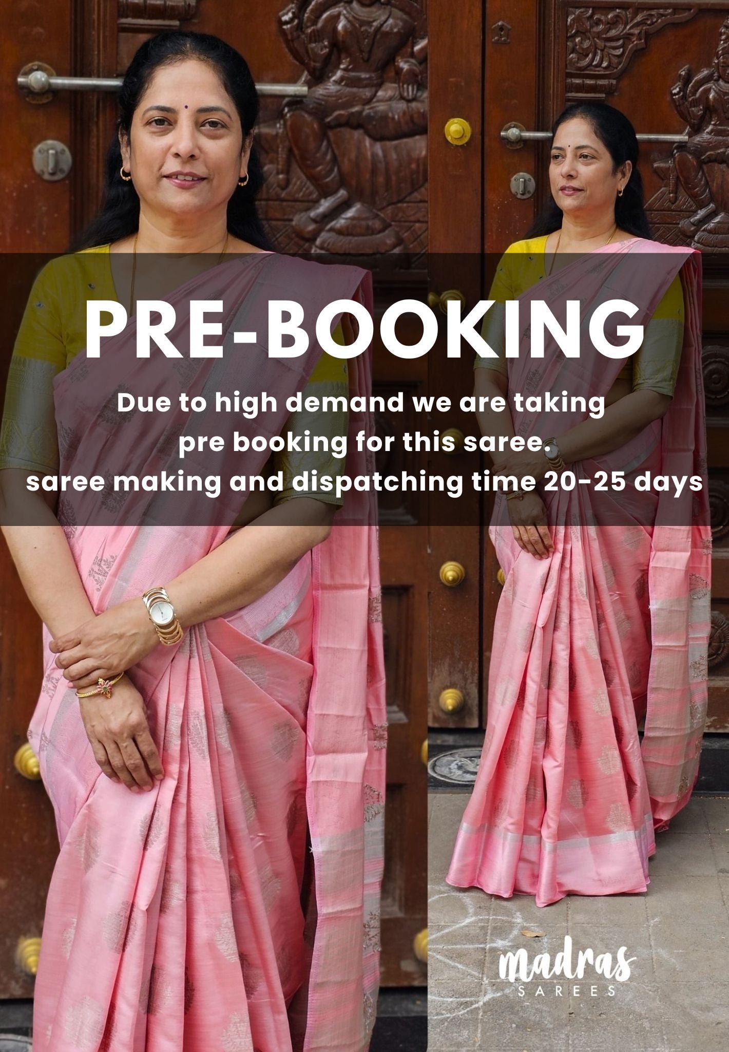 (PRE BOOKING) Baby pink Raaga Lightweight thread border Semi tussa (PRE BOOKING) Baby pink Raaga Lightweight thread border Semi tussa