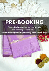(PRE-BOOKING) Lavender - Raaga - Lightweight thread border Semi tussar with round buttas