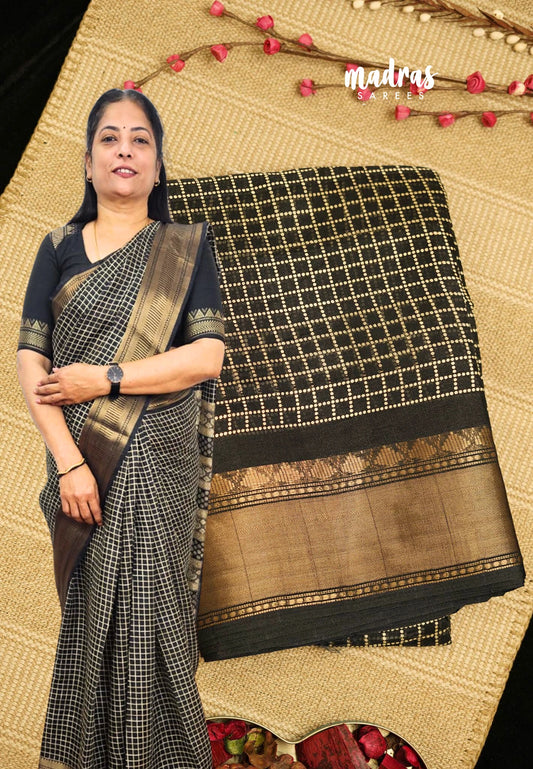 Saraswathi Printed silk Black