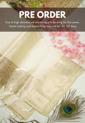 Classy Kashmiri silk with rich weaving - Venpattu Ivory white