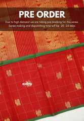 Korvai silk cotton Checks With annam Buttas Chilli Red