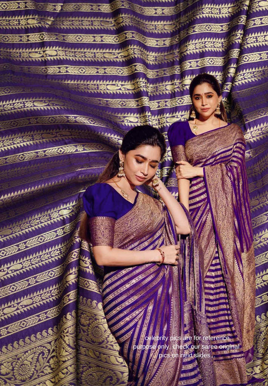 Aarti Ravi - Traditional Banarasi Khaddi Georgette silk - Purple