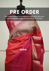 (PRE BOOKING) Meenakari silk with zari checks body rich weaving border - Tri shade pink and peach