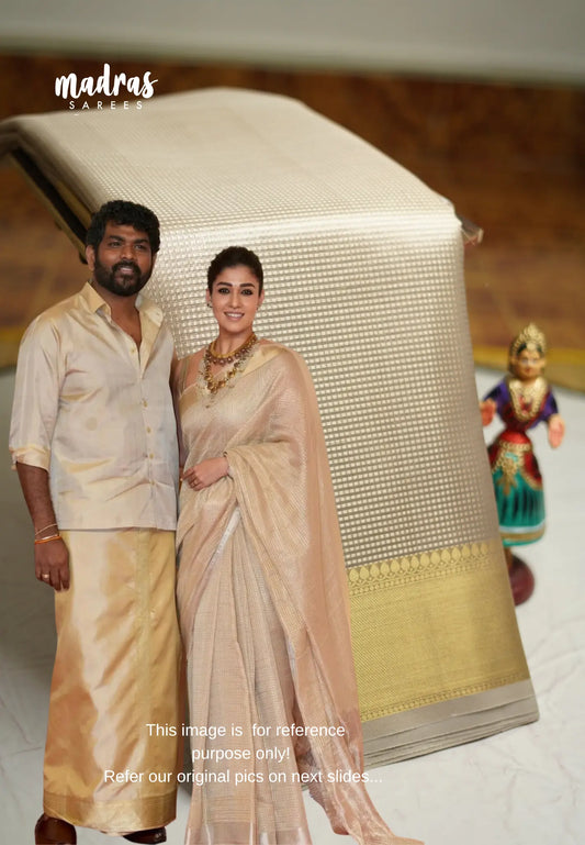 Nayanthara Ambani wedding saree - Banarasi Tissue silk - Beige color