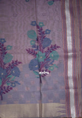 Muted Lilac - Muslin Silk with Thread Weaving Pallu with Floral Buttas - Perfect for Office Wear