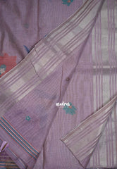 Muted Lilac-D2 - Muslin Silk with Thread Weaving Pallu with Floral Buttas - Perfect for Office Wear