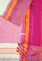 Paavai khadi Big thread border - Half white