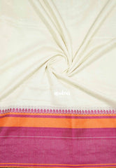 Paavai khadi Big thread border - Half white