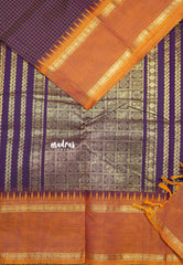 Magenta - Korvai silk cotton Muthu kattam rich pallu Rudraksham border