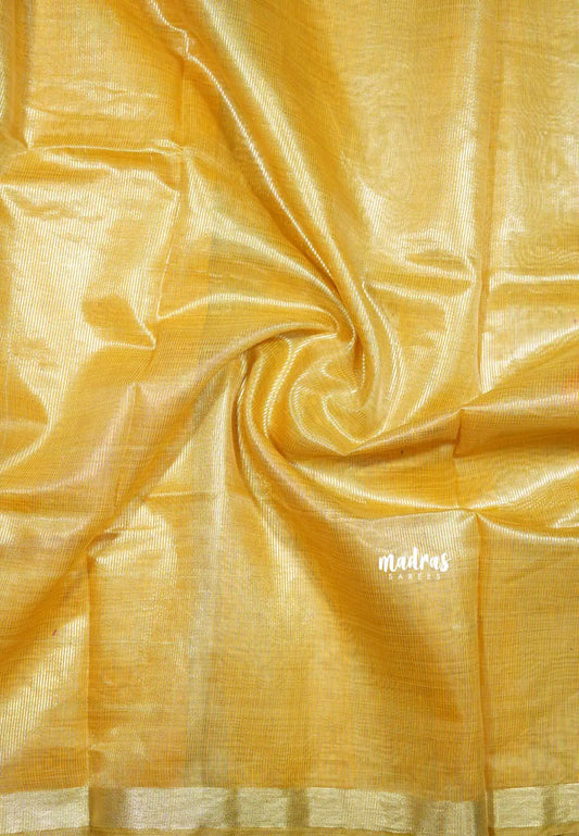 Mustard - Tussar silk with gold zari weaving