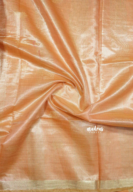 Orange- Tussar silk with gold zari weaving