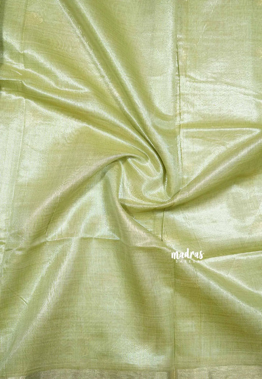 Pastel Green- Tussar silk with gold zari weaving