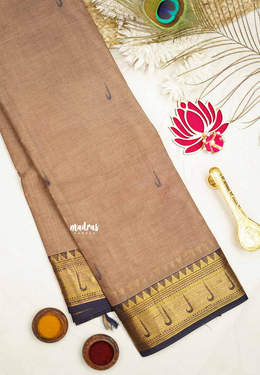 Karthigai silk cotton paithani border - Mild chocolate