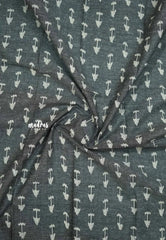 Halfwhite with Ikkat grey blouse - Sowmiya - Organic Bamboo Cotton with handblock print