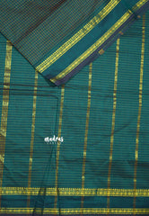 Dualshade Green - 10 yards Gadwal silkcotton Madisar saree