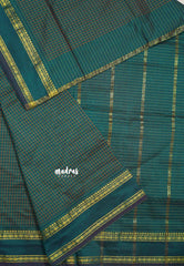 Dualshade Green - 10 yards Gadwal silkcotton Madisar saree