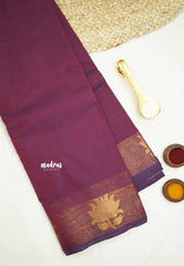 Kamalam Handmade Karthigai silk cotton with divine lotus weaving border - Dualshade Winered