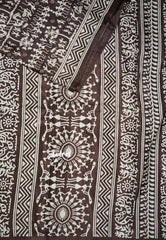Pastel Brown - Uniform sarees Malgudi printed silk warli prints