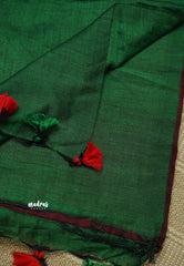 khadi contrast pallu Maroon with Green - Shruti