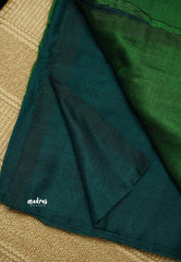 khadi contrast pallu Cyan Blue with green pallu - Shruti