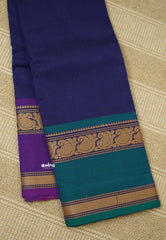 Contemporary chettinad cotton Blue Ganga Jamuna Border