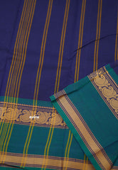 Contemporary chettinad cotton Blue Ganga Jamuna Border