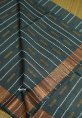 khadi silk copper border Grey - Madras Sarees 