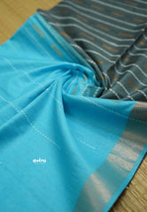 khadi silk copper border Grey - Madras Sarees 