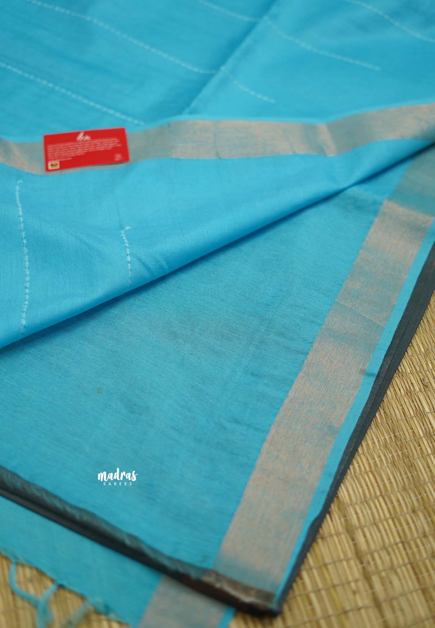 khadi silk copper border Grey - Madras Sarees 