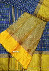 Arani semi silk saree with weaving buttas - Navy blue