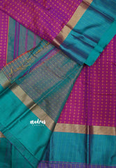 Arani semi silk saree with weaving buttas - Magenta